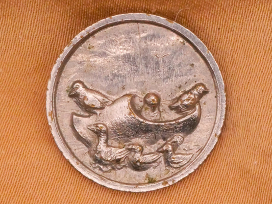 Ducks in a Storm Wooden Shoe Scene Victorian Metal Button 19mm