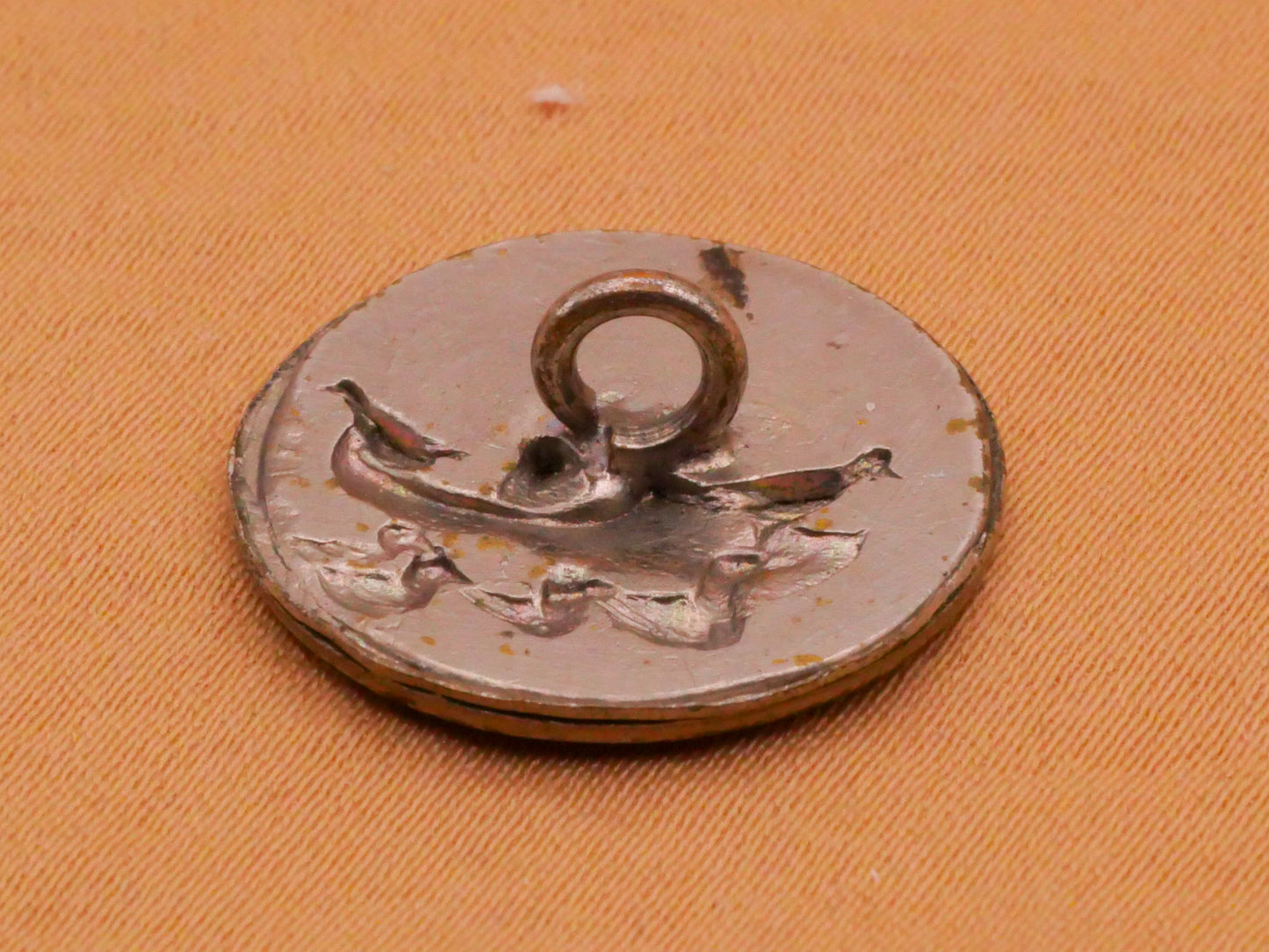 Ducks in a Storm Wooden Shoe Scene Victorian Metal Button 19mm