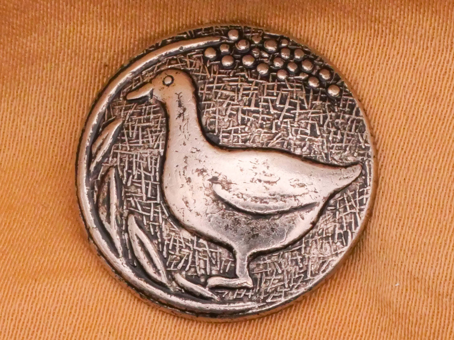Goose Textured Antiqued Silver Metal Button 20mm
