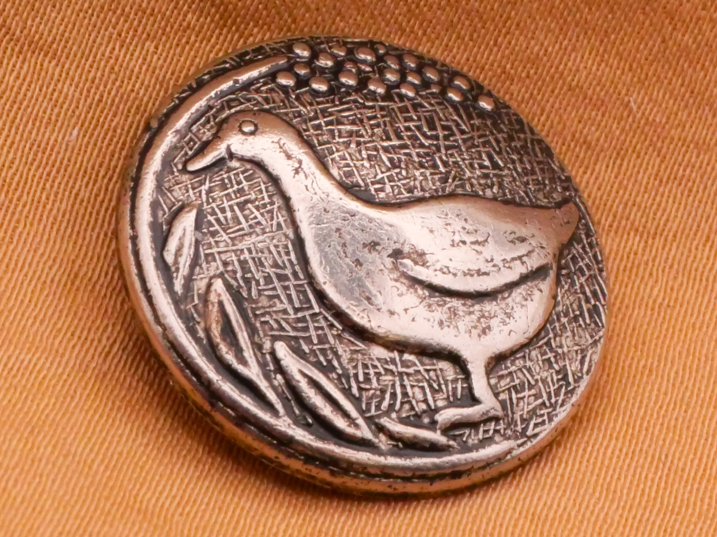Goose Textured Antiqued Silver Metal Button 20mm