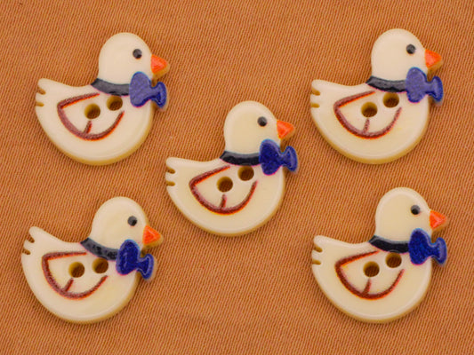 Chick Bowtie Plastic Set of Five Buttons 13mm