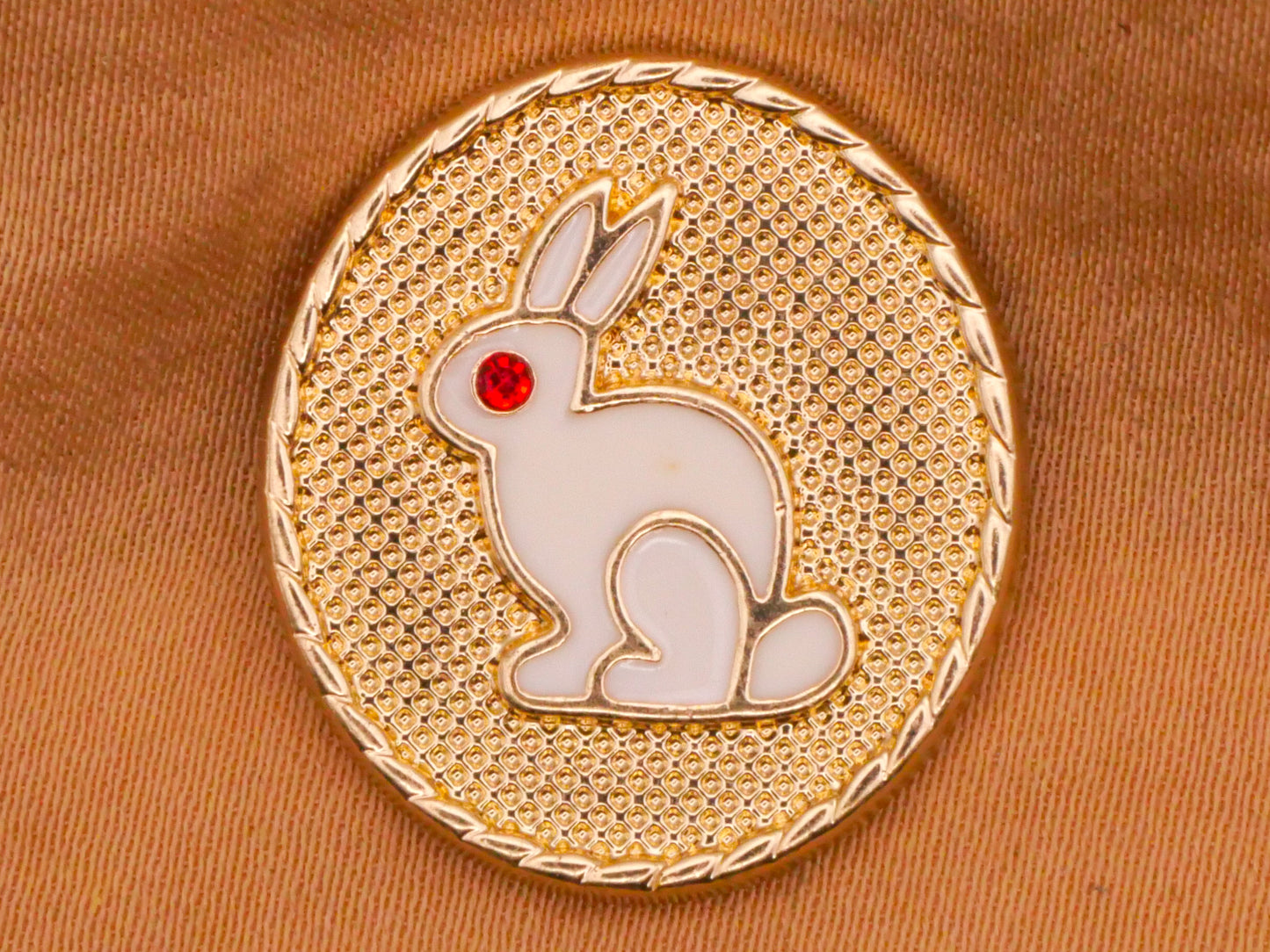 Bunny Rabbit Red Eye Gold Metal Button 20x22mm
