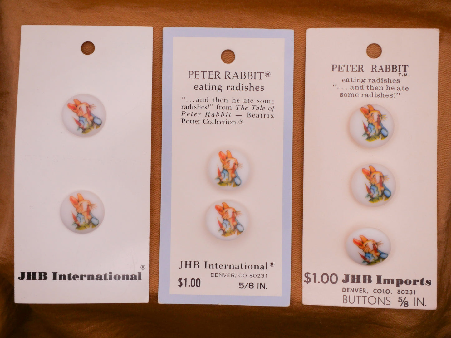 Beatrix Potter Peter Rabbit Radishes Vintage JHB Plastic Button Various 15mm