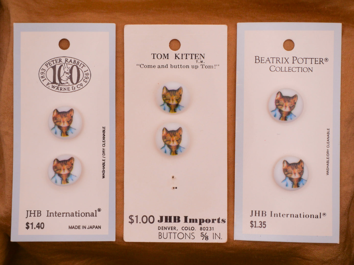 Beatrix Potter Tom Kitten Vintage JHB Plastic Button Various 15mm