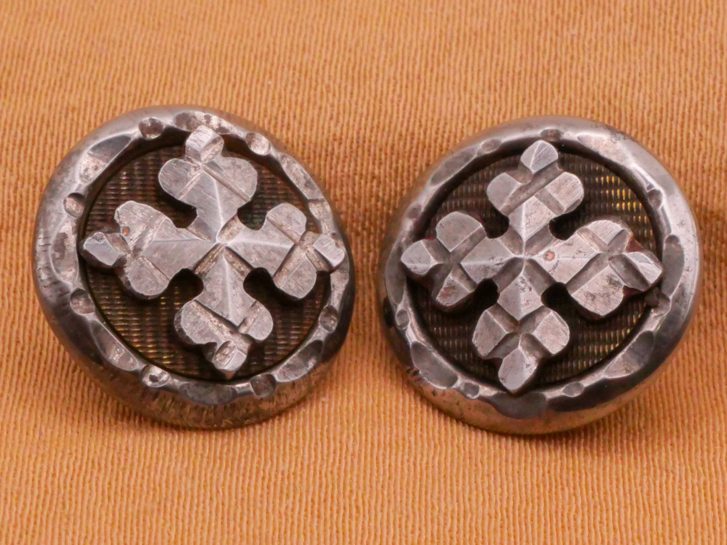 Cross Steel-Cut Metal Button Various 14mm