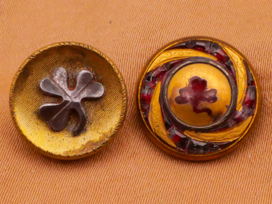 Clover Three-Leaf Victorian Metal Button Various 14-15mm