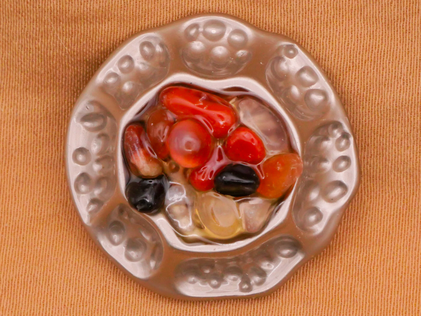 Mound Resin Stones Silver Metal Button 25x26mm