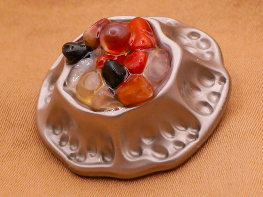 Mound Resin Stones Silver Metal Button 25x26mm