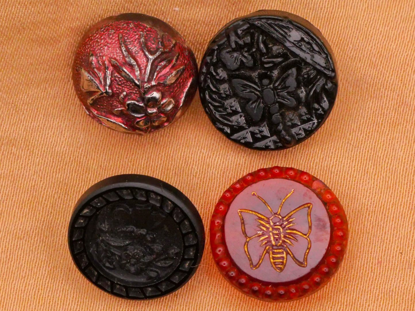 Butterfly Insect Antique Glass Button Various 12-14mm