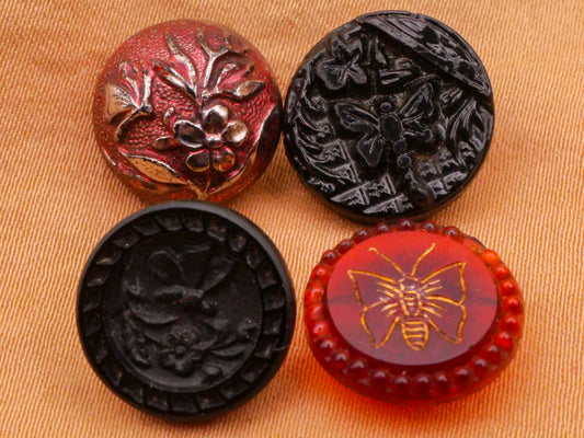 Butterfly Insect Antique Glass Button Various 12-14mm
