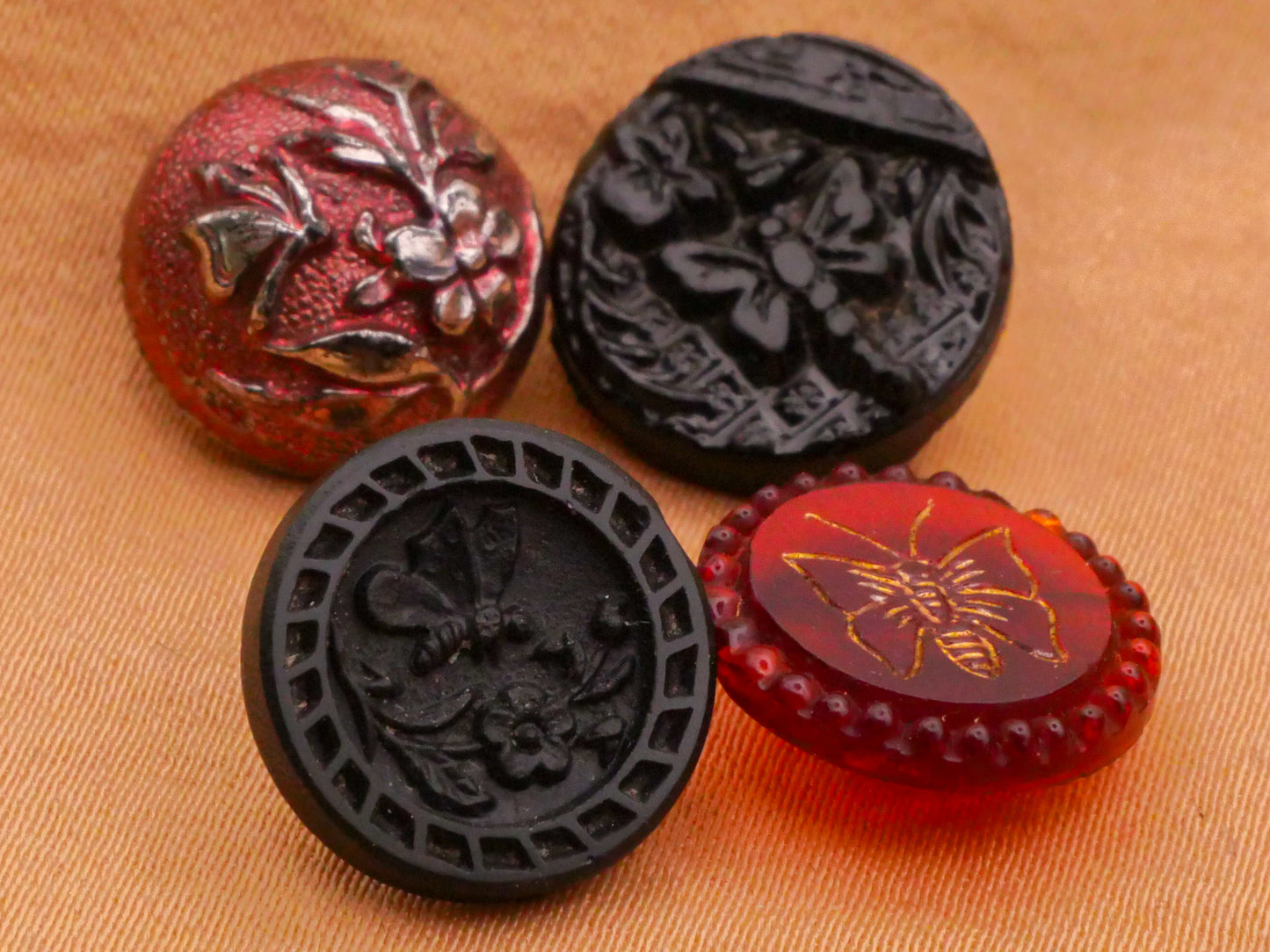 Butterfly Insect Antique Glass Button Various 12-14mm