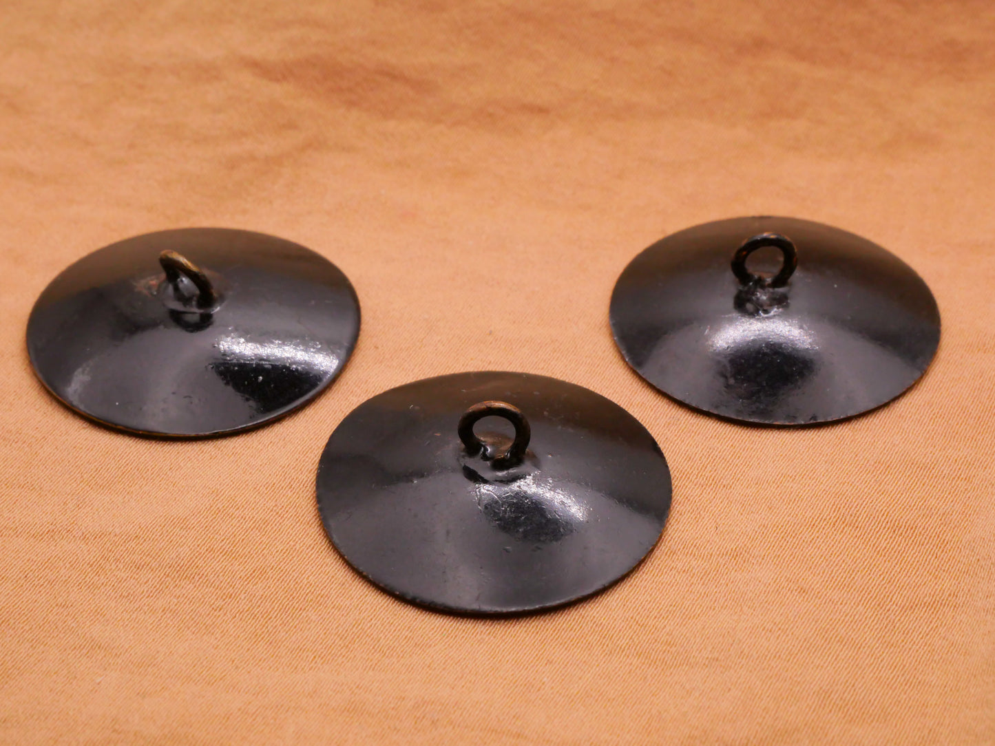 Landscape Water Scene Black Lacquer Metal Cup Button Various 27-28mm