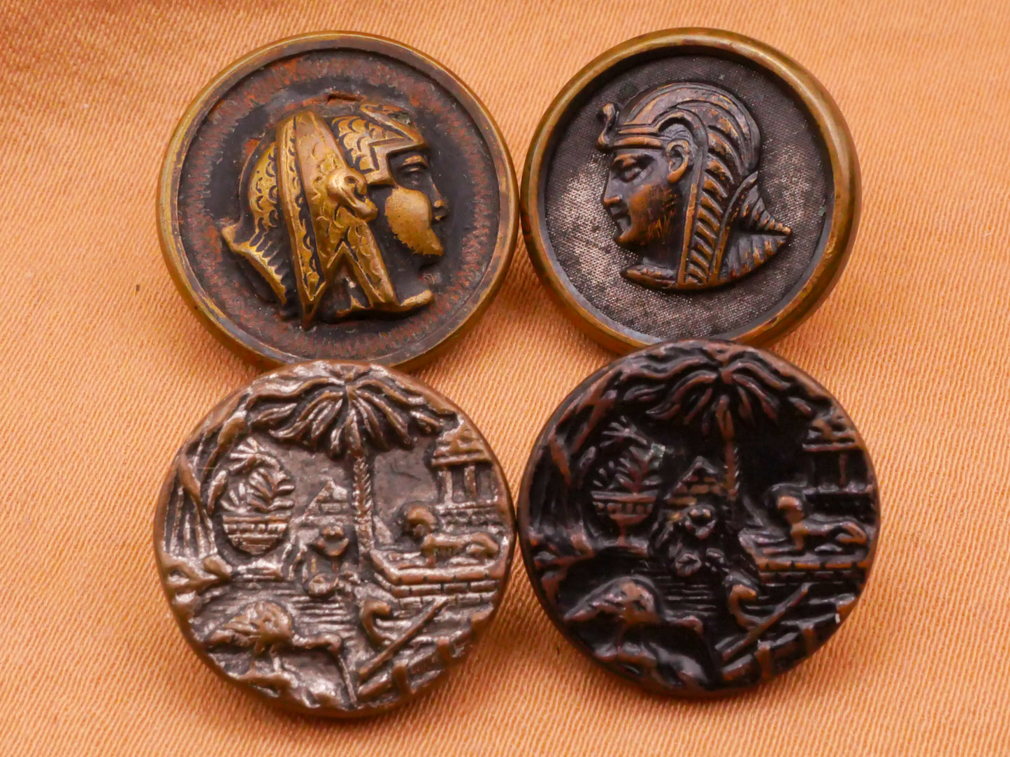Egypt Pharaoh or Landscape Victorian Metal Button Various 16-18mm