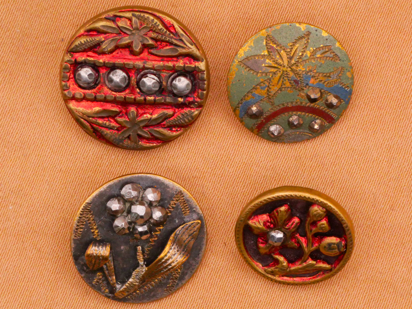 Flower Leaf Steel-Cut Steel-Cut Brass Button Various 14-18mm