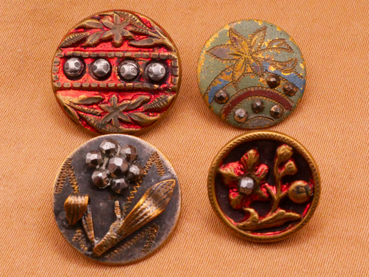 Flower Leaf Steel-Cut Steel-Cut Brass Button Various 14-18mm