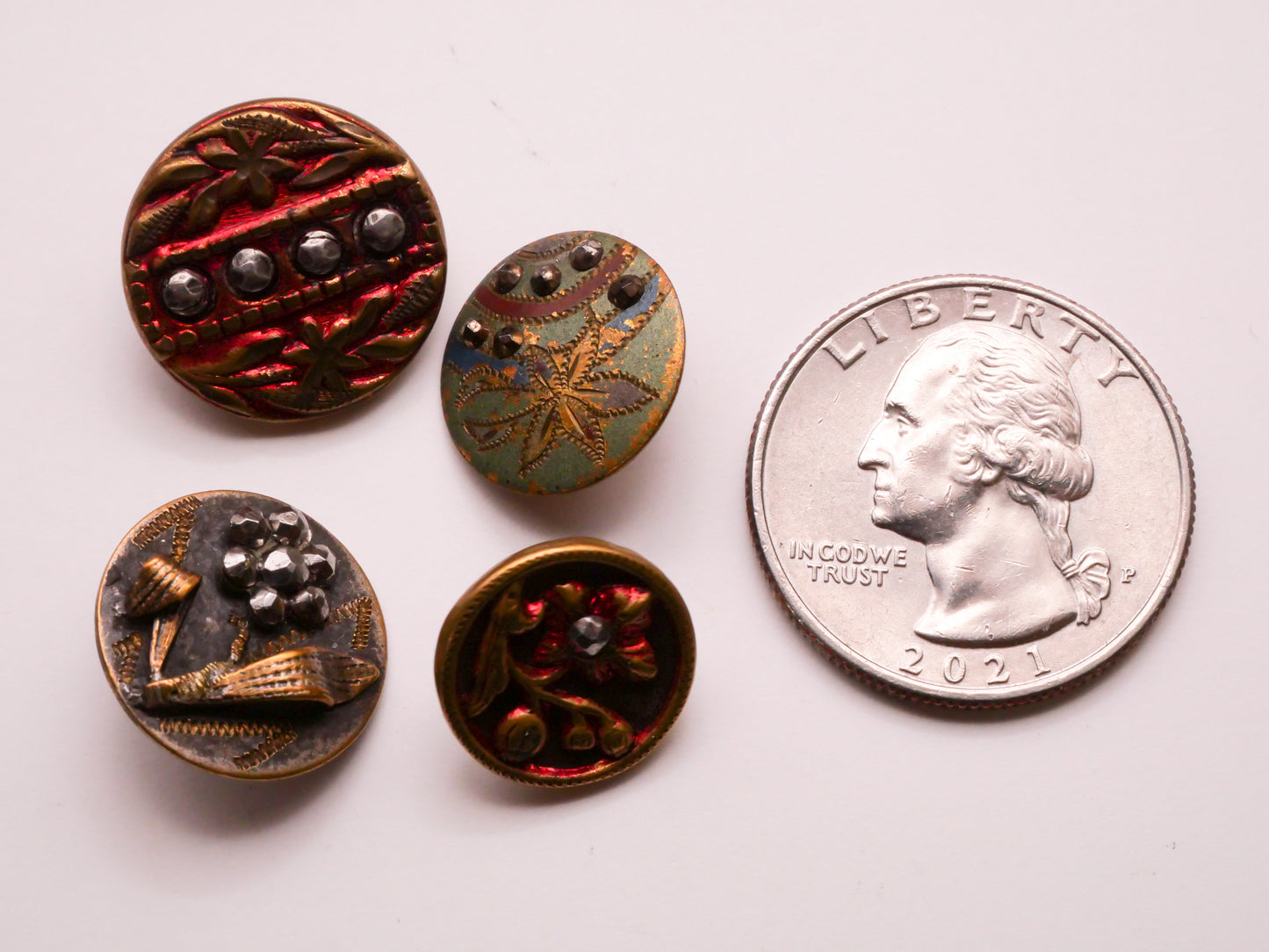 Flower Leaf Steel-Cut Steel-Cut Brass Button Various 14-18mm