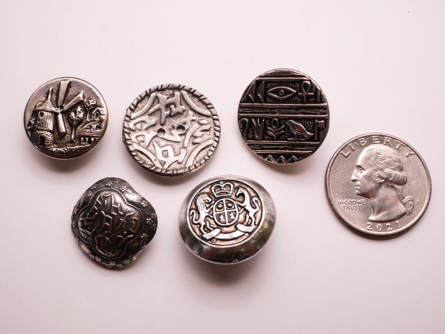 International World Travel Inspired Silver Metal Button Various 19-23mm