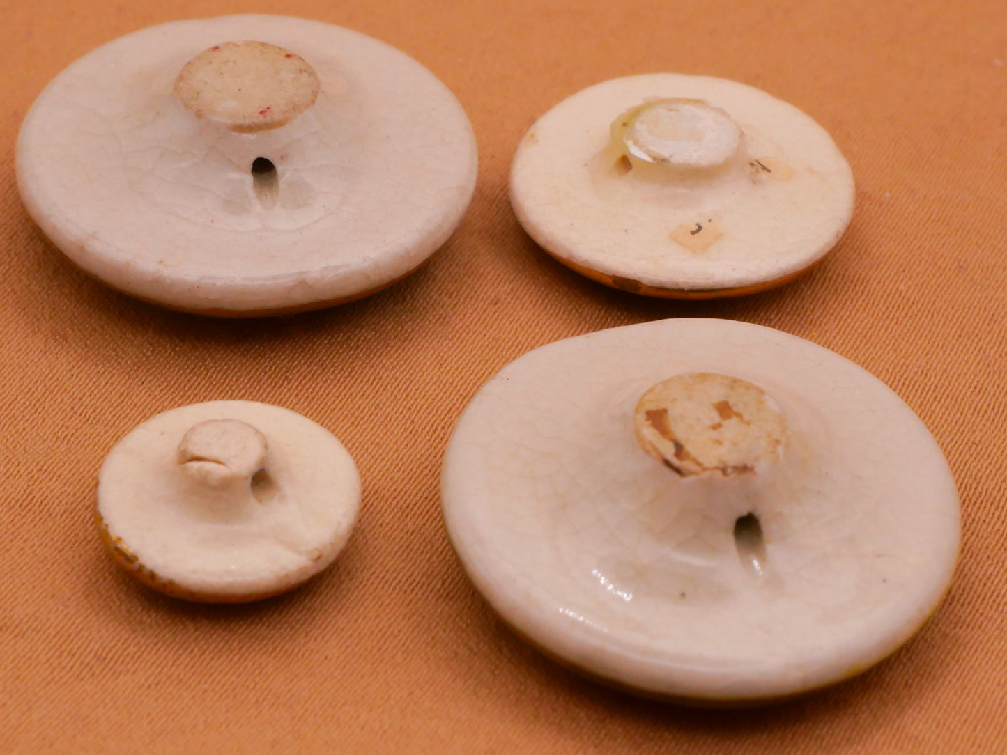Bamboo Satsuma Hand-Painted Porcelain Ceramic Vintage Button 19-24mm