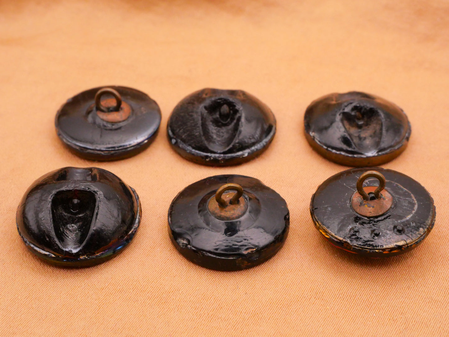 Landscape Rainbow Luster Black Glass Button Various 18-19mm