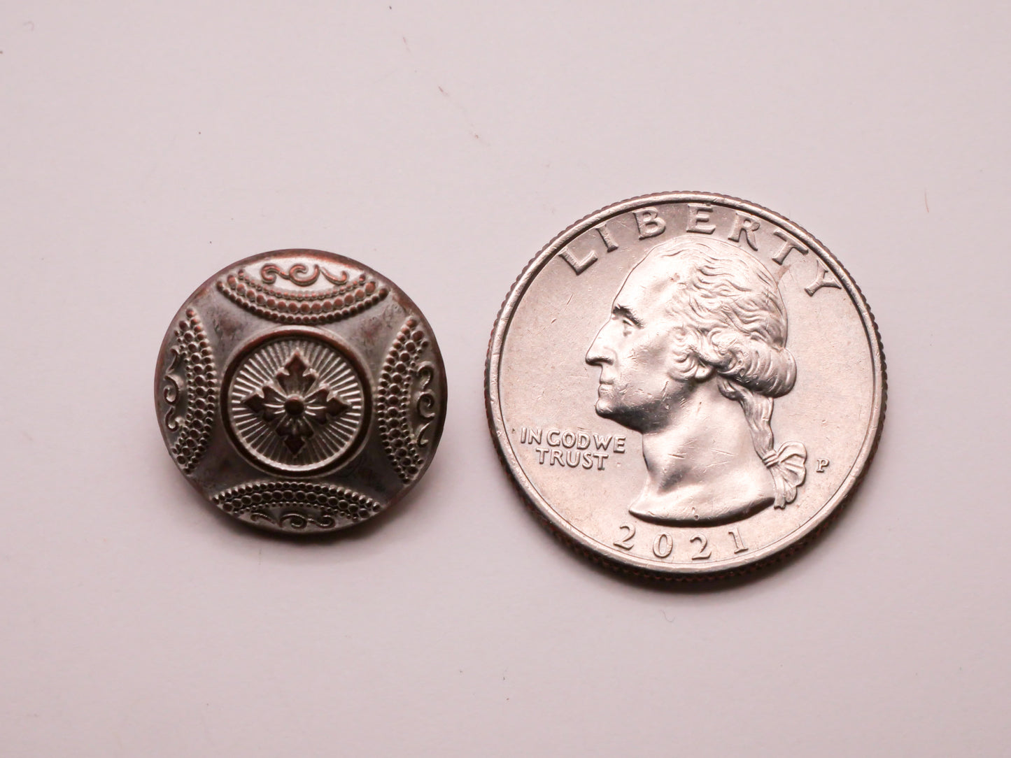 Shield White Wash Copper Metal Button 17mm
