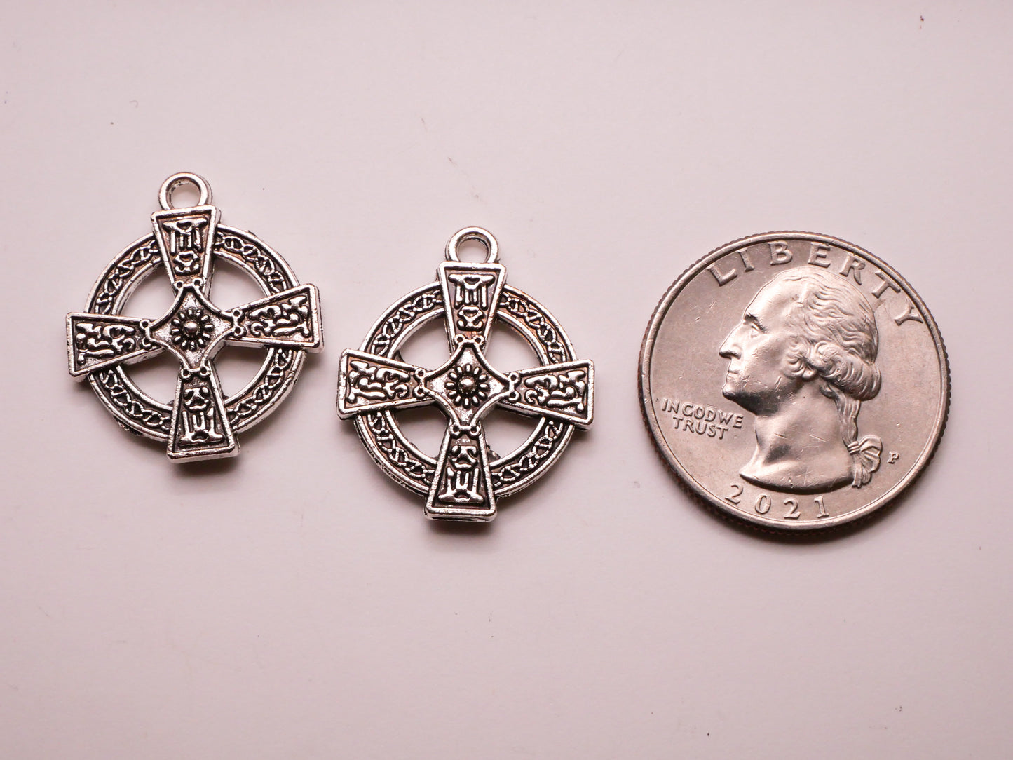 Cross Hieroglyphs Symbols Silver Metal Pair of Charms Embellishments 20x24mm