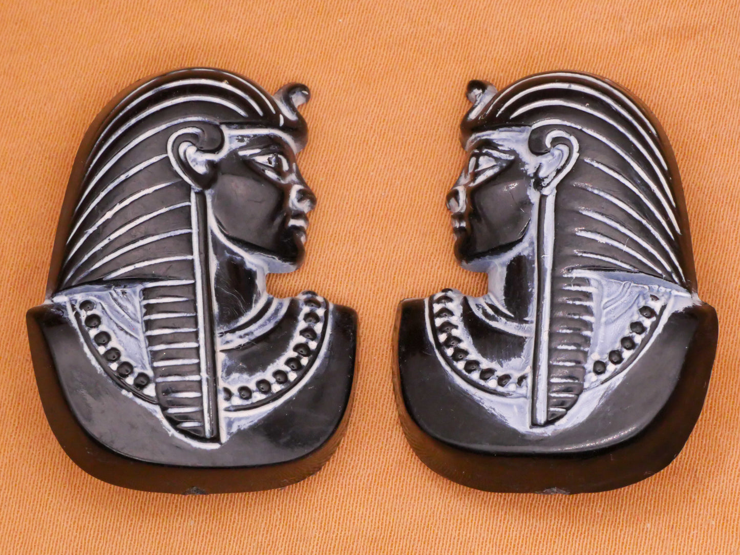 Pharaoh Egyptian Large Black Plastic Button Various 24x32mm