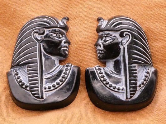 Pharaoh Egyptian Large Black Plastic Button Various 24x32mm