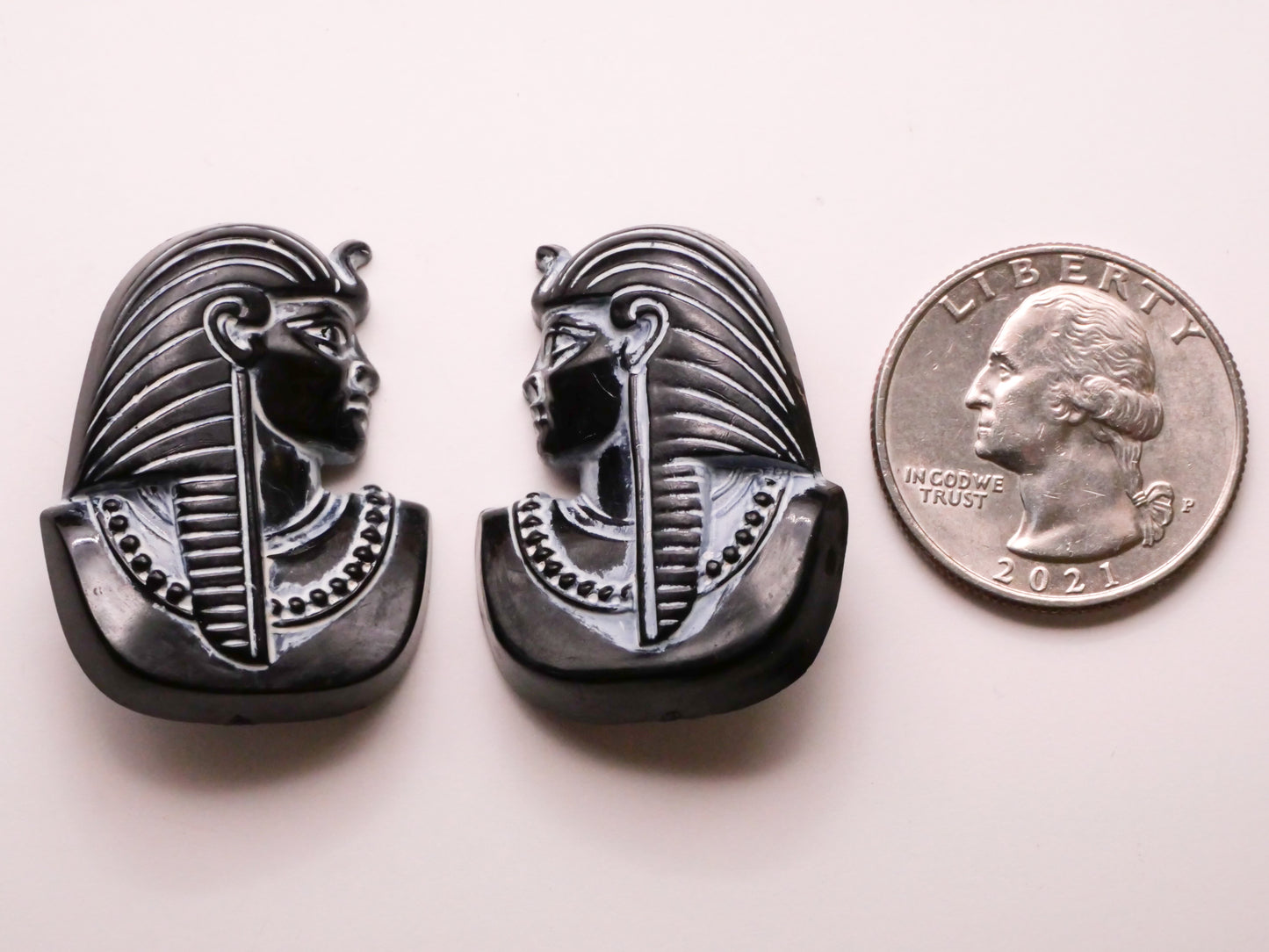 Pharaoh Egyptian Large Black Plastic Button Various 24x32mm