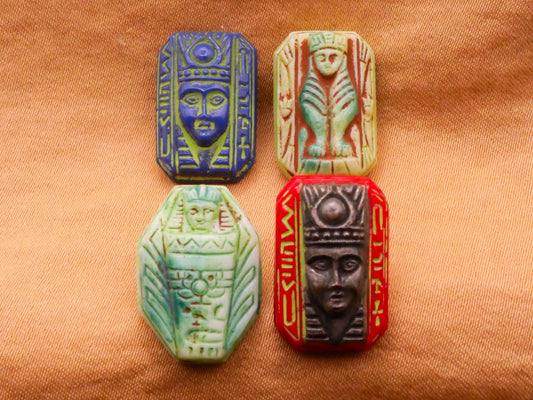 Pharaoh Egypt Faces Carved Look Glass Button Various 12-19mm