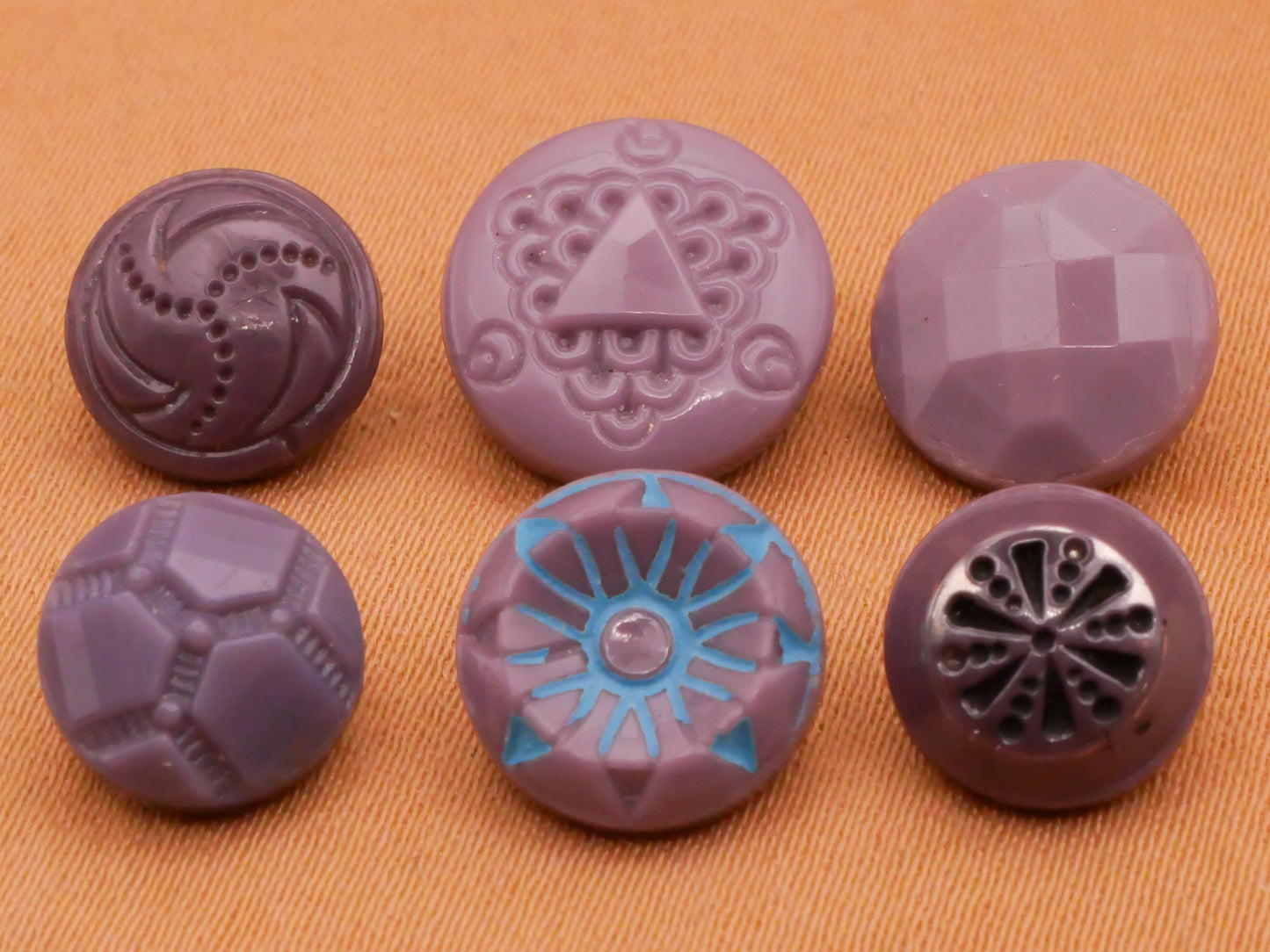 Purple Opaque Vintage Glass Button Various 9-12mm