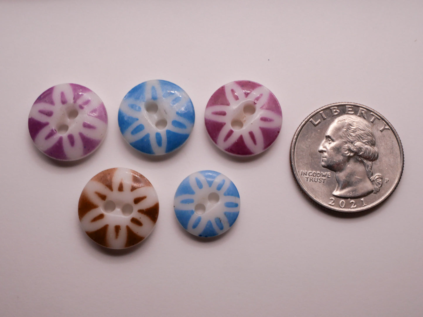 Flower Stencil China Glass Antique Button Various 14-17mm