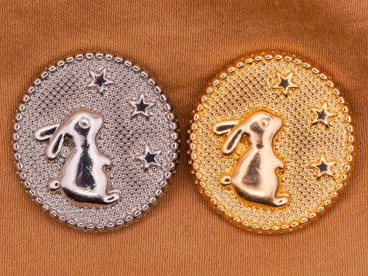 Bunny Rabbit Starry Sky Metal Button Various 18x20mm