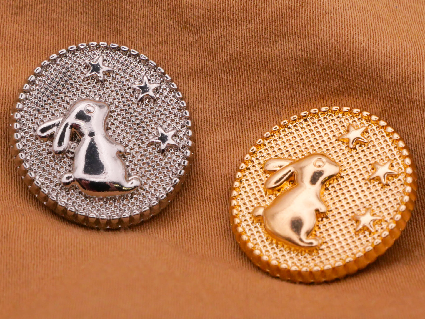 Bunny Rabbit Starry Sky Metal Button Various 18x20mm