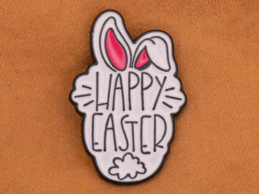 Happy Easter Bunny Rabbit Verbal Enamel Metal Button 20x30mm