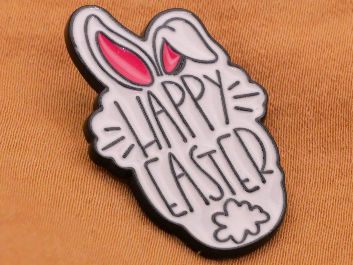Happy Easter Bunny Rabbit Verbal Enamel Metal Button 20x30mm