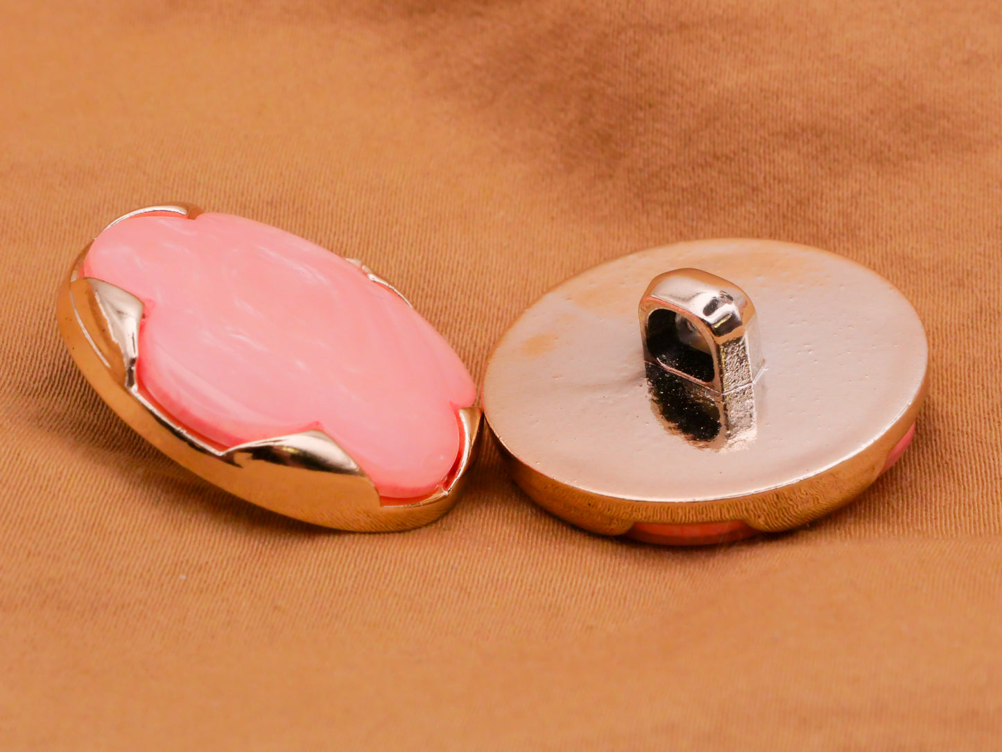Pink Flower Pearlized Plastic Pair of Buttons 26mm