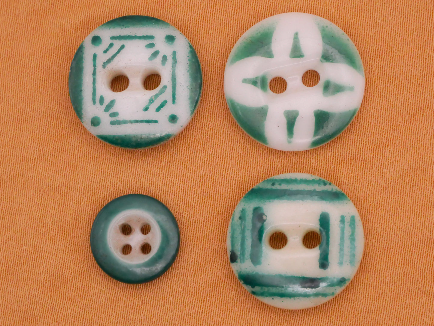 Emerald Green China Stencil Glass Button Various 11-17mm