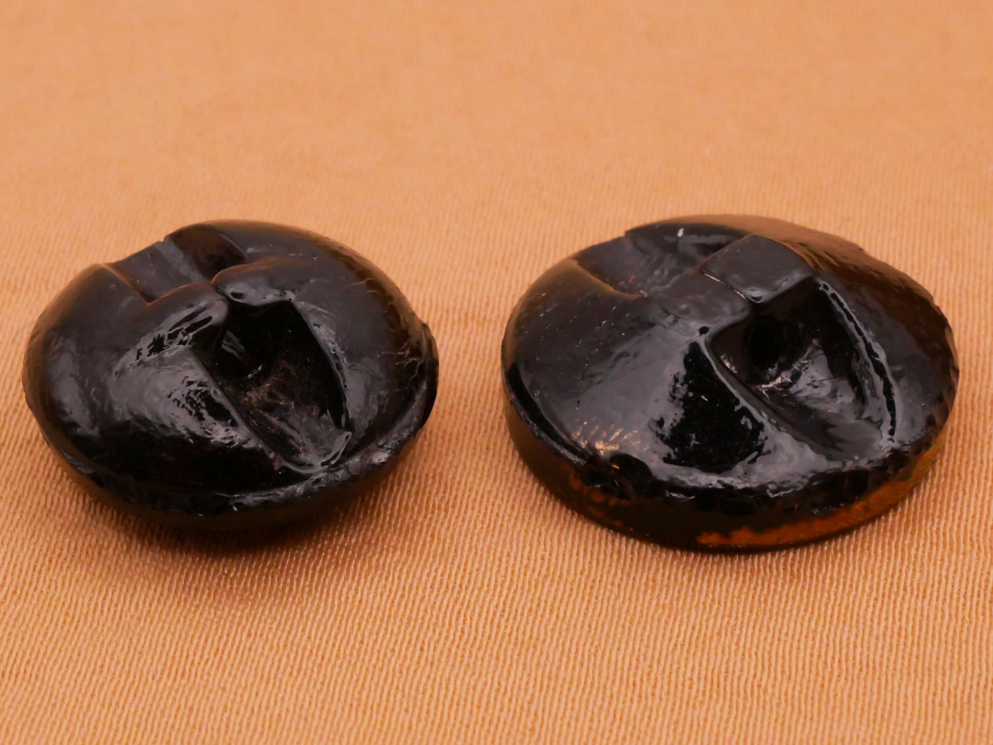 Asian Inspired Crane or Fish Black Gold Antique Glass Button Various 17-18mm
