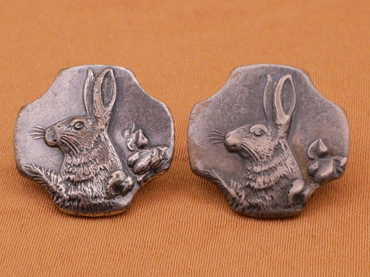 Bunny Rabbit Face Pewter Metal Button Various 17mm