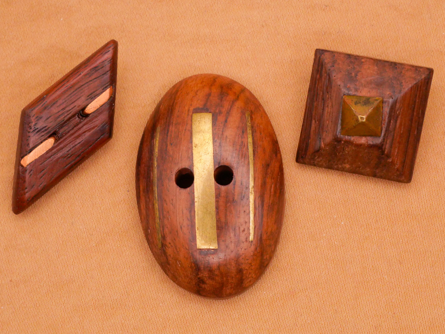 Wood Brass Metal Combo Vintage Button Various 13-38mm