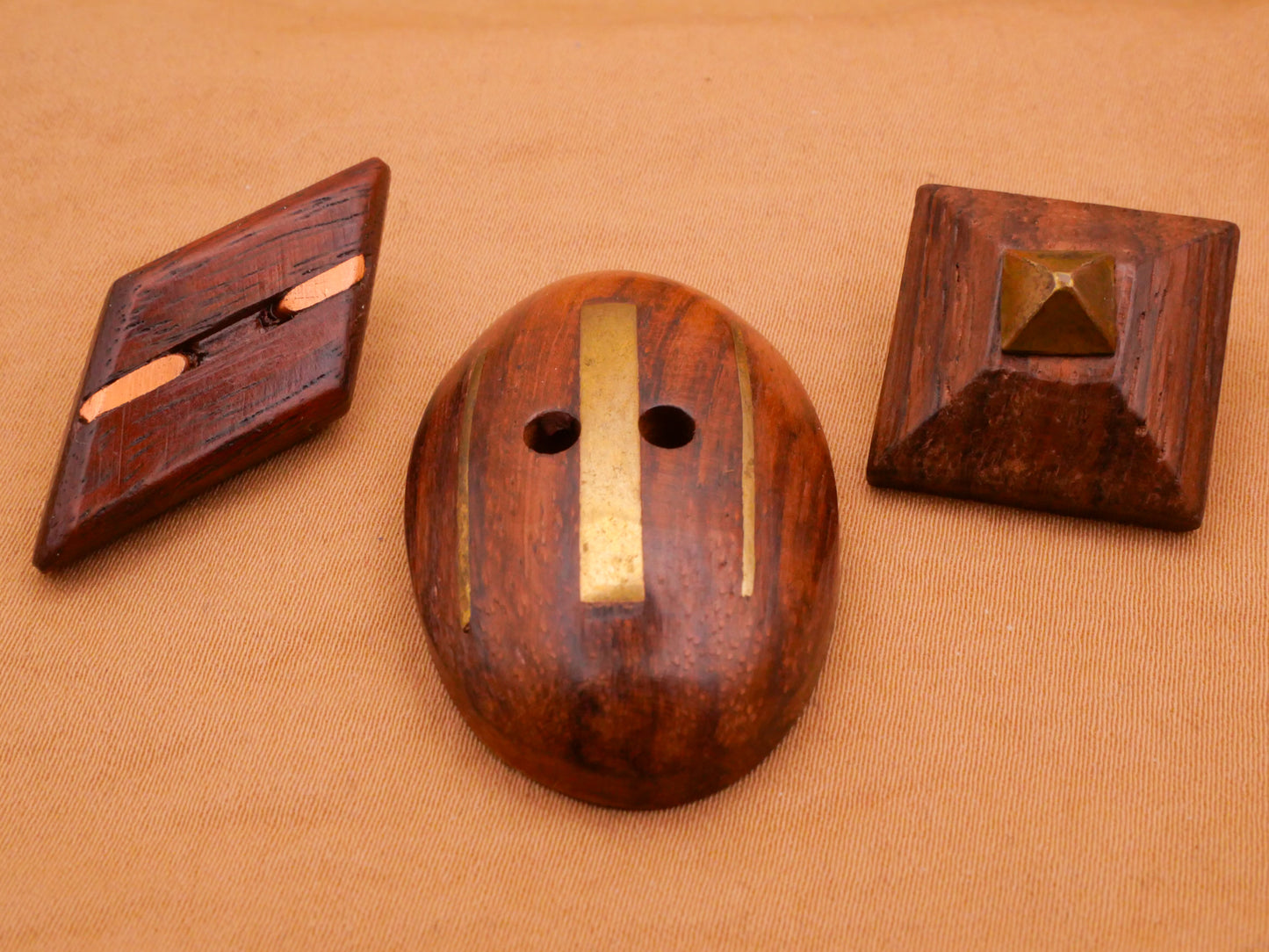 Wood Brass Metal Combo Vintage Button Various 13-38mm