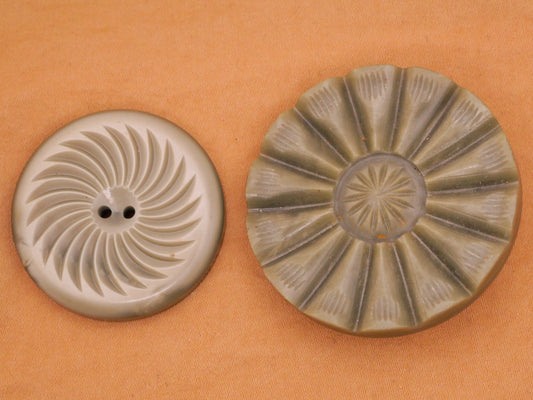 Greenish Grey Array Design Large Vintage Plastic Button Various 34-42mm