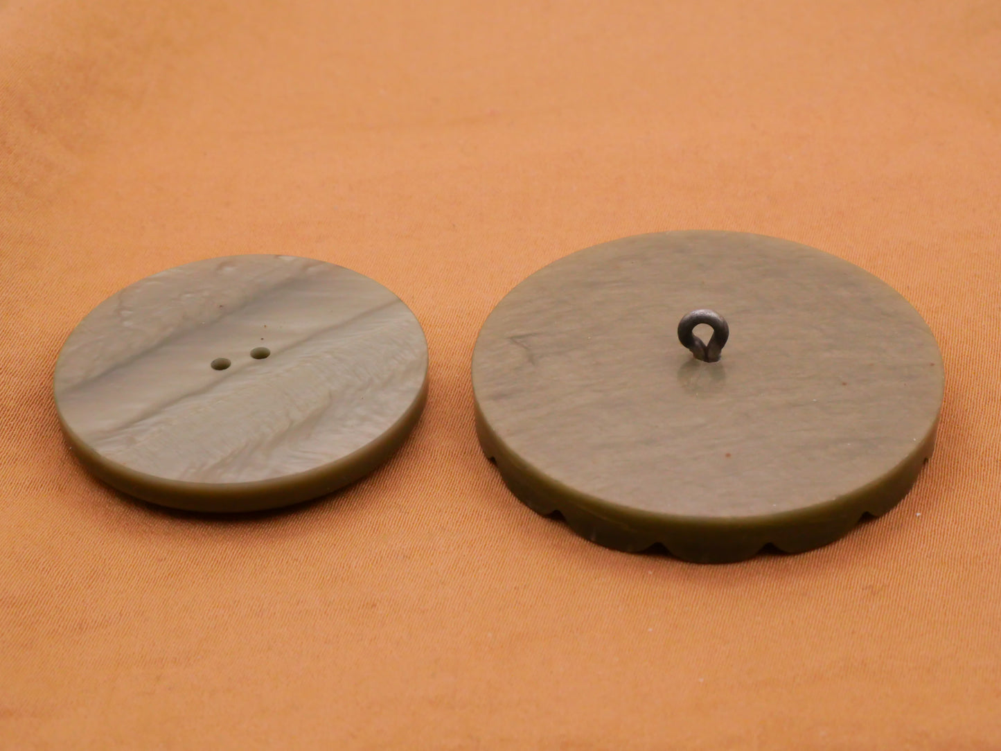 Greenish Grey Array Design Large Vintage Plastic Button Various 34-42mm