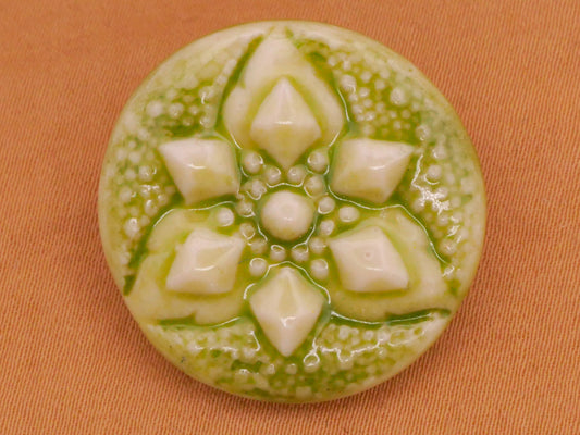 Triad Leaf Green Glaze Ceramic Button 26mm