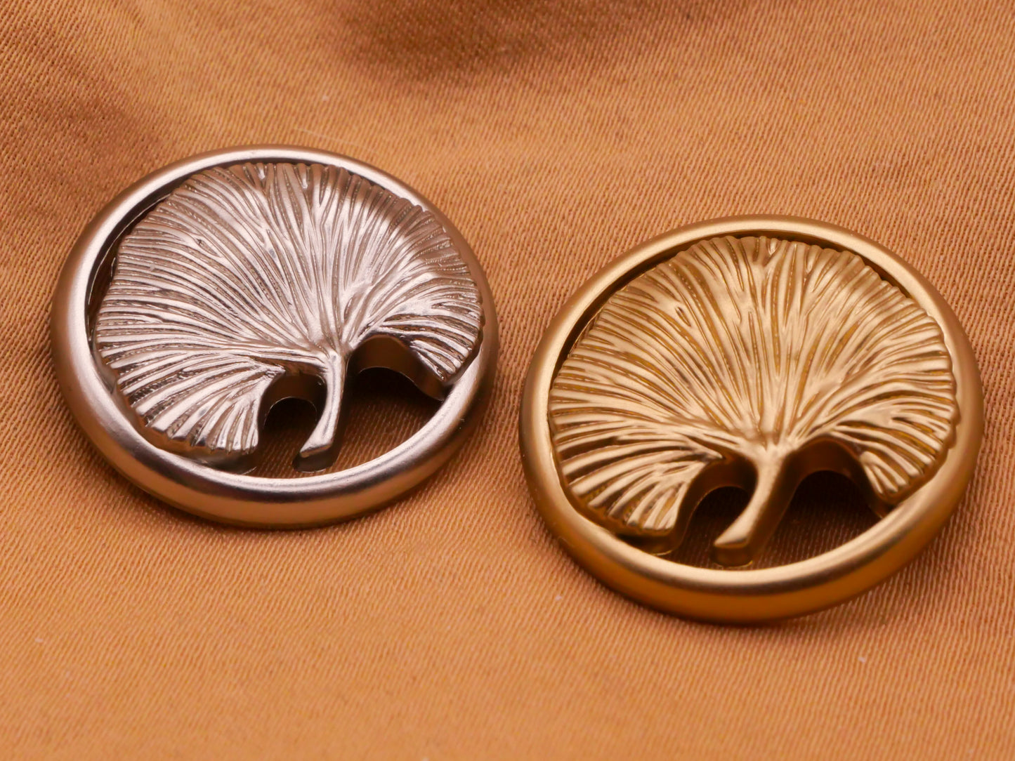 Gingko Tree Leaf Metal Button Various 23mm