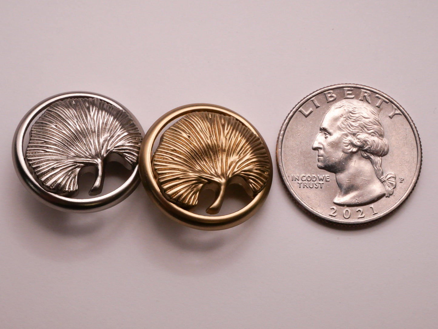 Gingko Tree Leaf Metal Button Various 23mm