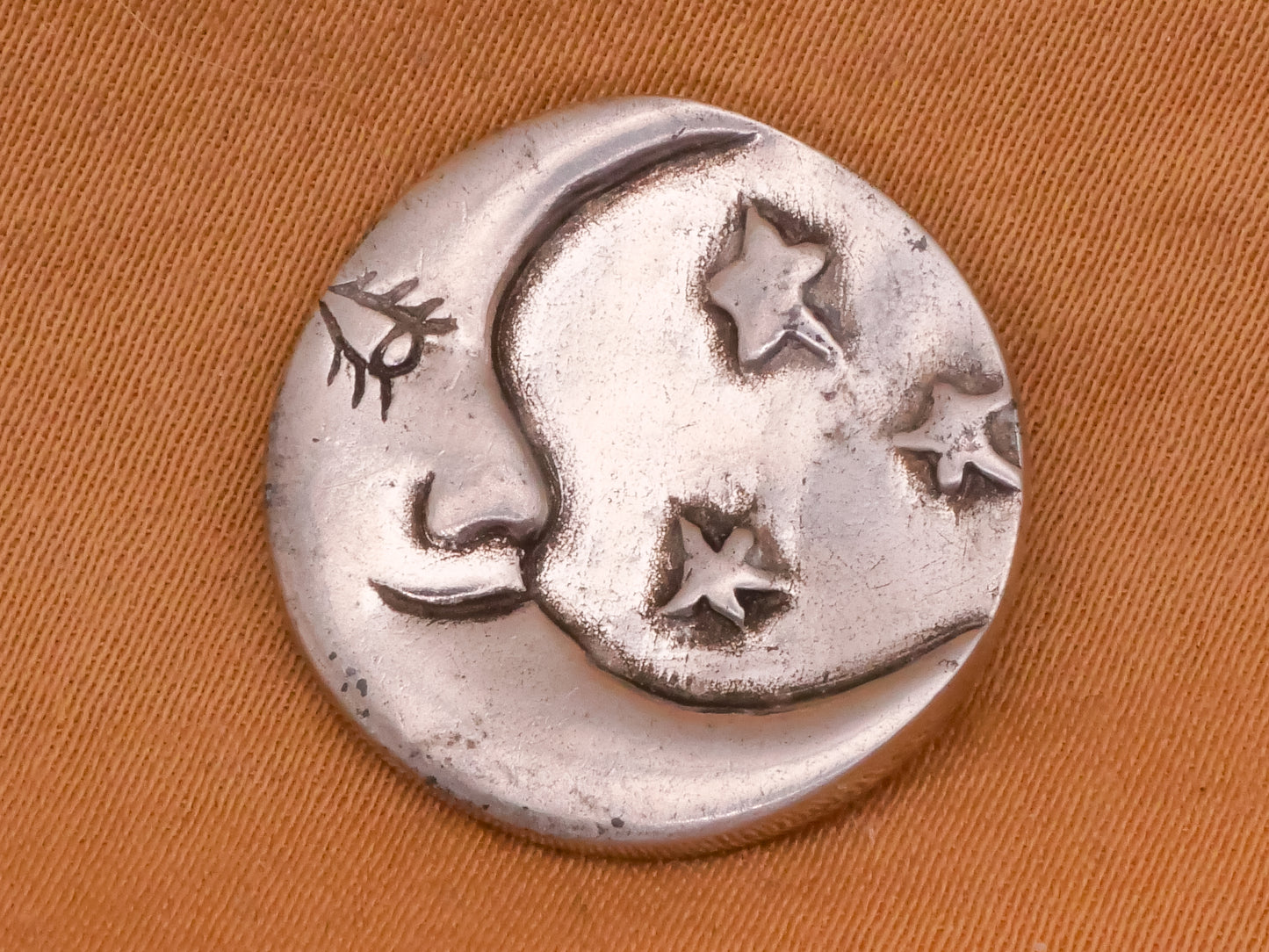 Man on the Moon Stars Danforth Pewter Metal Button 19mm