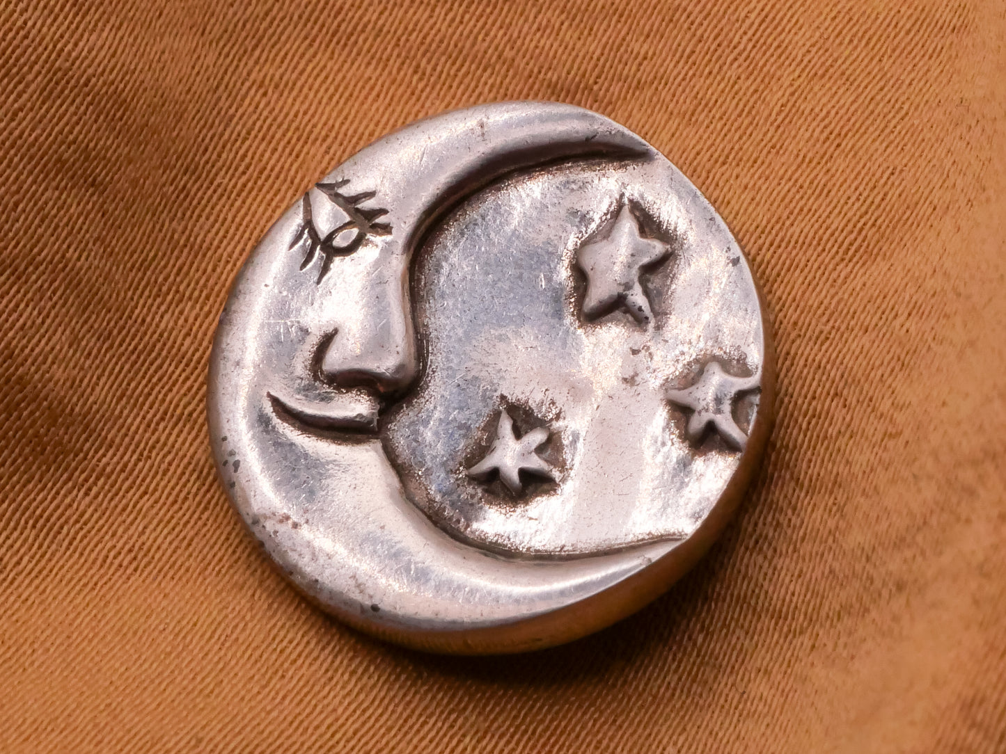 Man on the Moon Stars Danforth Pewter Metal Button 19mm