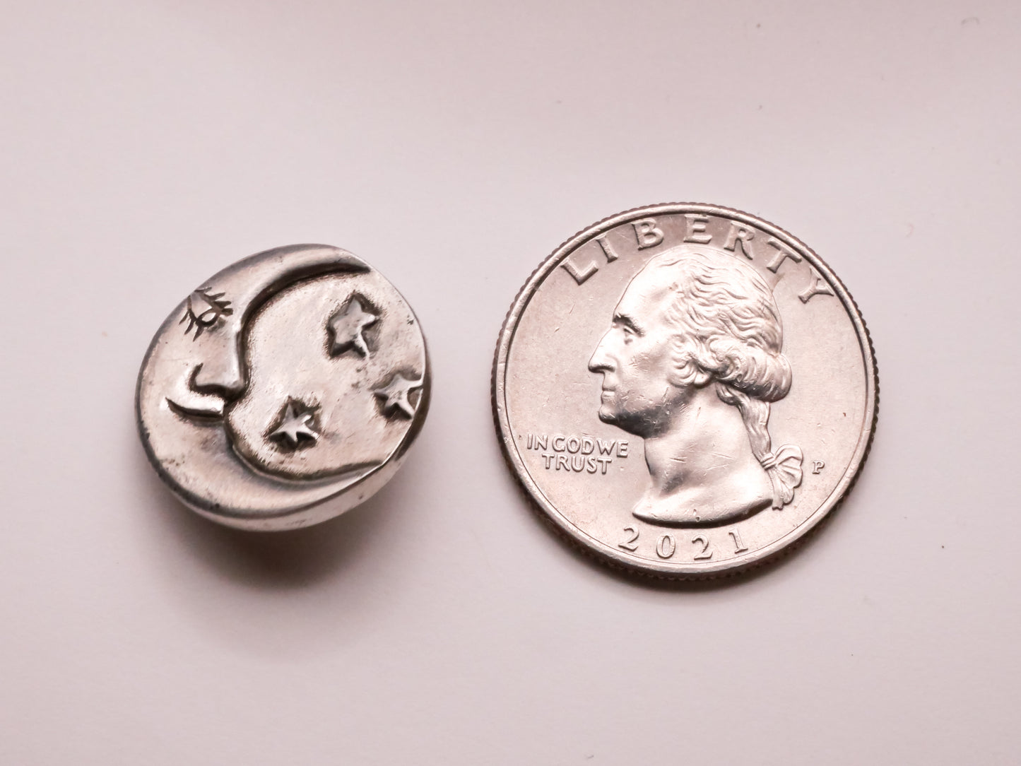 Man on the Moon Stars Danforth Pewter Metal Button 19mm
