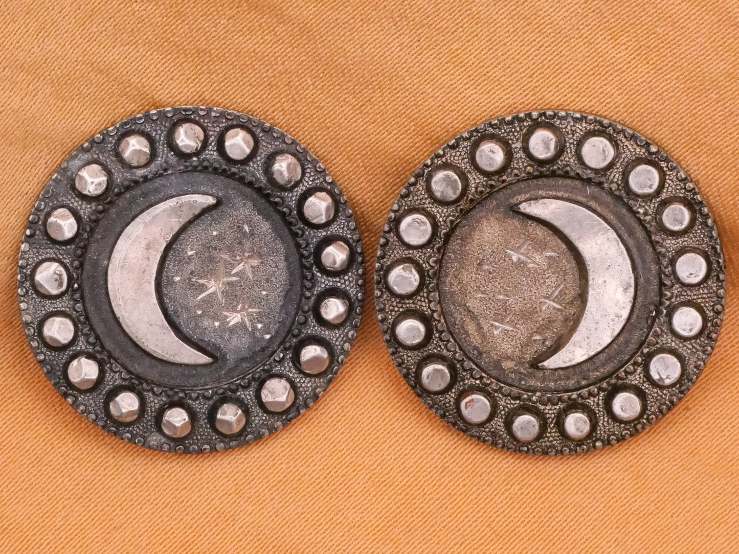 Crescent Moon Etched Stars Tinted Steel Metal Button Various 22mm